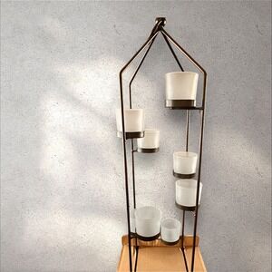 NWB PartyLite P9304 Stairway of Light Candle Votive tower hanging lantern 22"